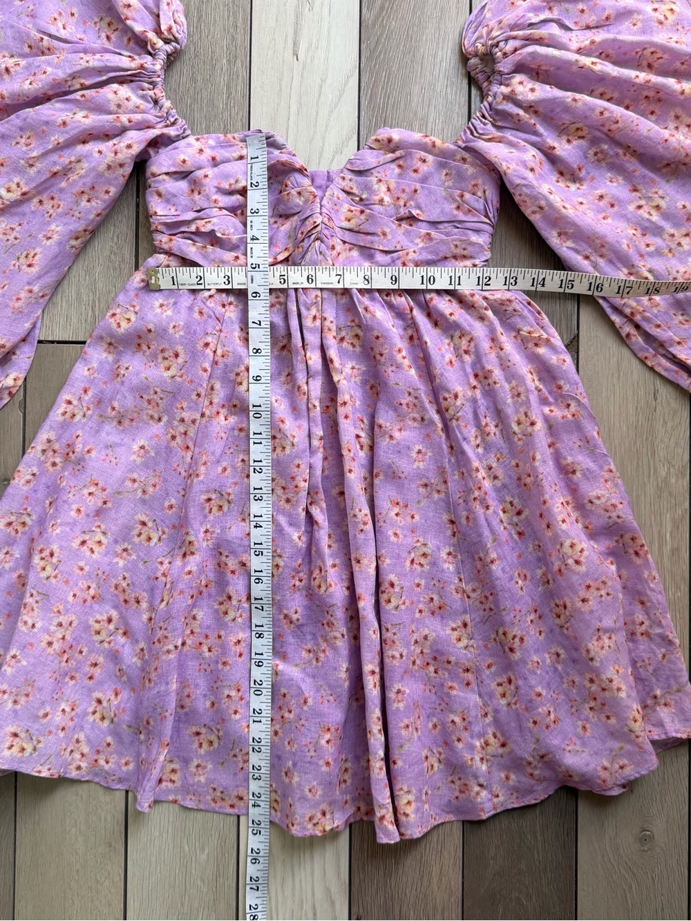 Bardot Lavender Puff Sleeve Floral Mini Dress - Picture 7 of 12